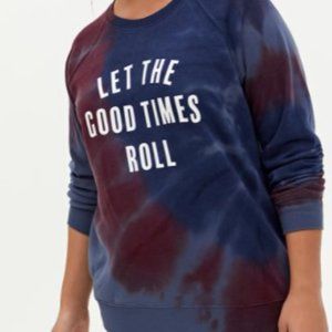 Torrid GOOD TIMES BURGUNDY PURPLE & NAVY TIE-DYE FLEECE SWEATSHIRT NWT